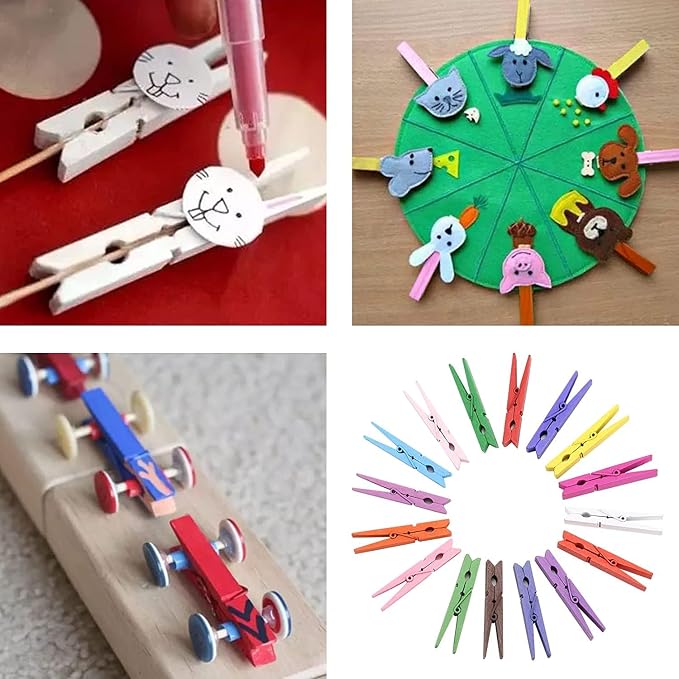 200pcs Colored Clothespins Wooden Clothes Pins, Wood Clips - Image 6