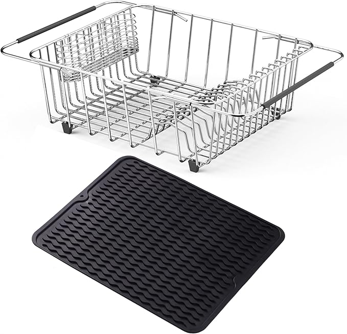 NiuYichee Stainless Steel Dish Drying Rack, Expandable Fruit & Vegetable Drain by NiuYichee