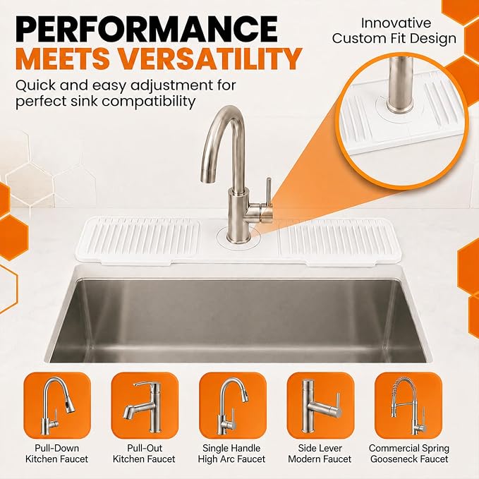 24 Inch Silicone Faucet Mat for Kitchen Sink Splash Guard, W/Sink Baffle | - Image 4