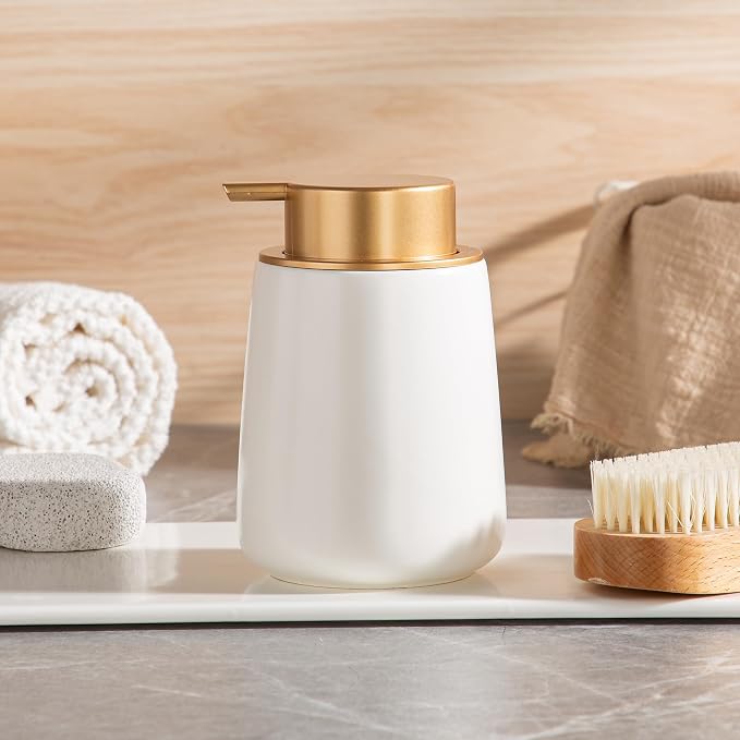Enra White Ceramic Soap Dispenser, Lotion Dispenser - Image 7
