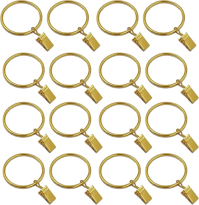 16 Pack Curtain Rings with Clips, Window Clip Rings Curtain Hooks Hangers Clip by Azmoncy