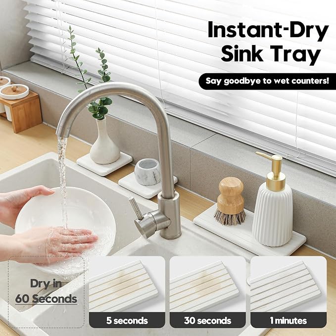 3 Pack Water Absorbent Diatomite Coasters, Stone Drying Mat - Image 2