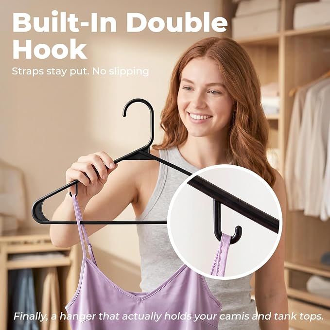 HOUSE DAY Black Plastic Hangers 100 Pack, Slim Space-Saving Clothes Hangers | - Image 4