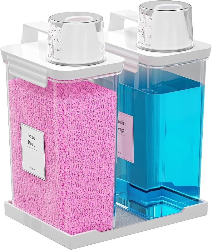 77.8OZ Laundry Detergent Dispenser Container, 2 Pack Liquid Laundry Dispenser by Hordely