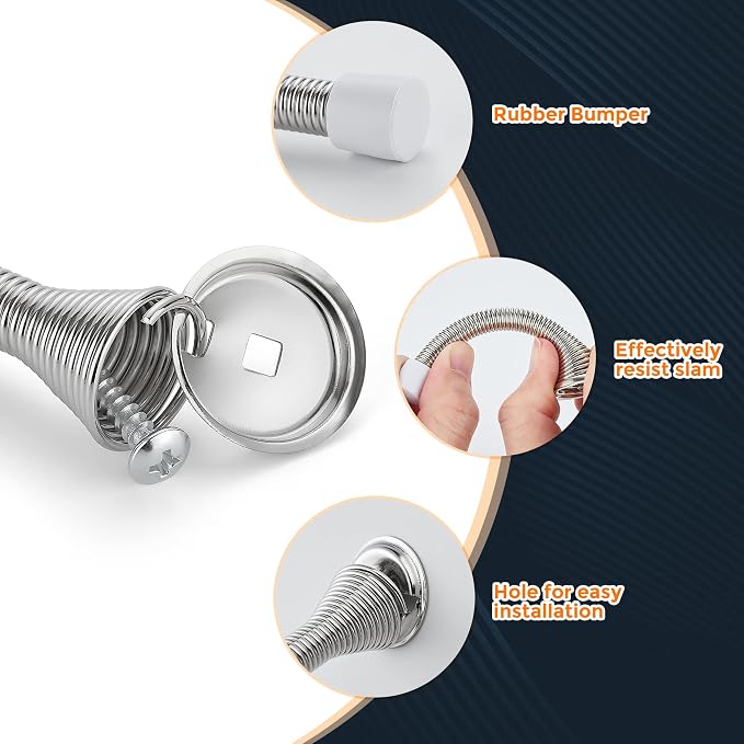 Ravinte Door Stoppers, 6 Pack Satin Nickel Spring Door Stops | Stoppers - Image 4