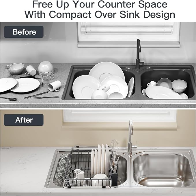 Grey Dish Drying Rack Over The Sink - Image 2