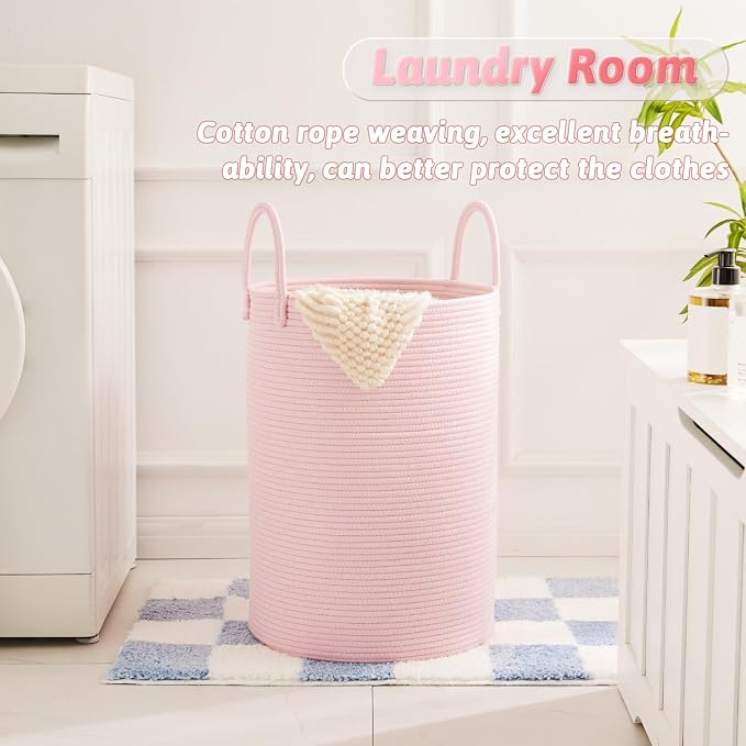 Artfeel Laundry Basket, Woven Cotton Rope Laundry Hamper, 40L - Image 5
