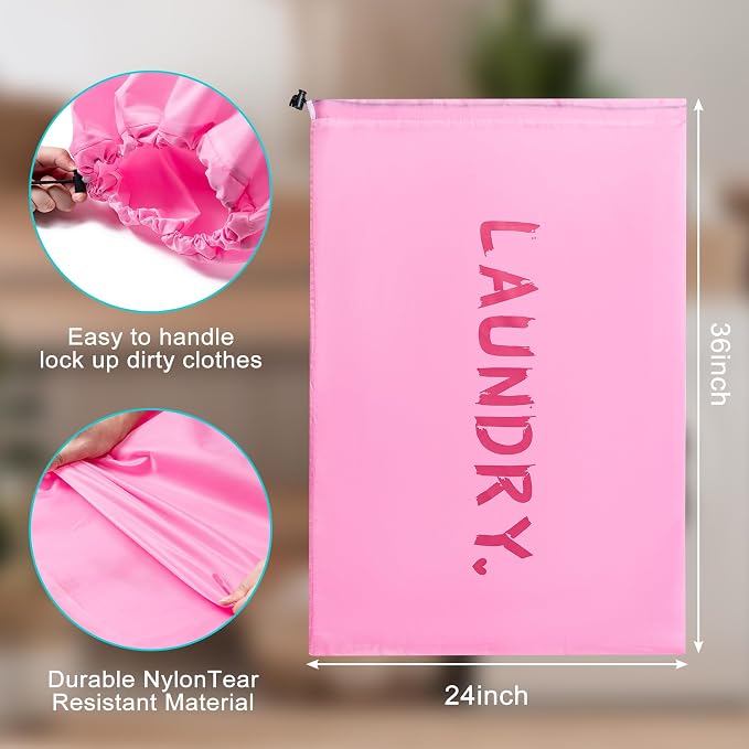 2 Pack Travel Laundry Bag, Extra Large Dirty Clothes Organizer - Image 2