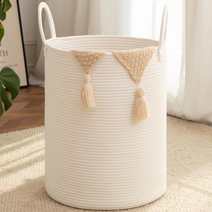 OIAHOMY 60L Nursery Hamper Laundry Basket Laundry Hamper White by MasterofSpaceOptimization