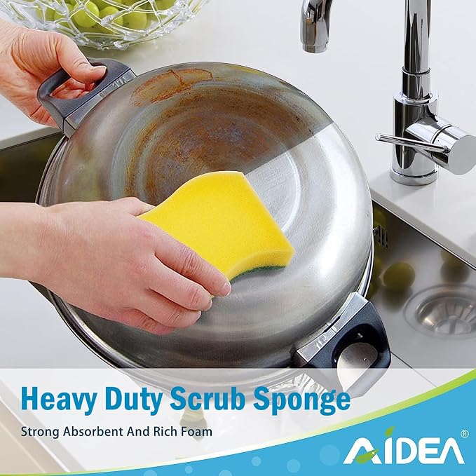 AIDEA Sponges Kitchen, 200-PK Heavy Duty Dish Sponge Kitchen, Scrub Sponges - Image 5