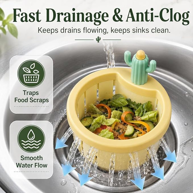 2PCS Cactus Kitchen Sink Drain Strainer, Cactus Sink Strainer Basket Fine Mesh - Image 3