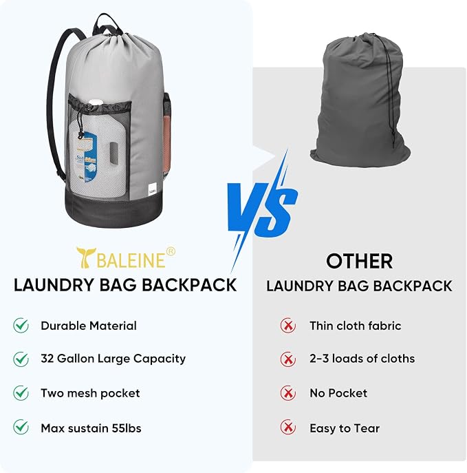 BALEINE 150L Laundry Bag Backpack, 900D Oxford Fabric Large Travel Laundry Bags - Image 6