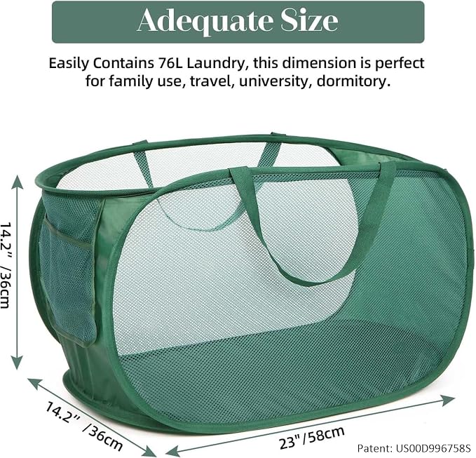 Sturdy Mesh Pop Up Laundry Hamper, Collapsible Laundry Baskets - Image 6