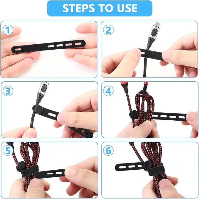 25 Pcs Black Silicone Cable Ties, Reusable Cable Straps Wire Organizer. | Cable - Image 3