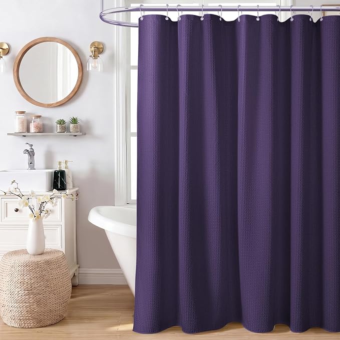 Dynamene Stall Waffle Shower Curtain 256 GSM Heavy Fabric 54x78 Purple - Image 9