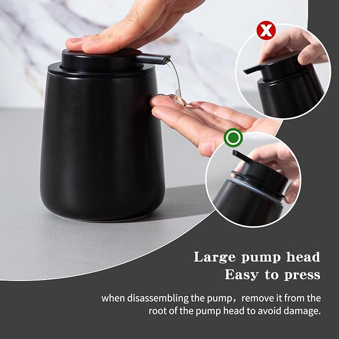 Enra Black Foaming Soap Dispenser, Ceramic Foam Soap Dispenser Bathroom | 12oz - Image 6