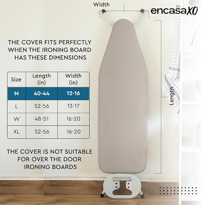 Encasa XO Ironing Board Cover and Pad, Medium 42"x14" - Image 7