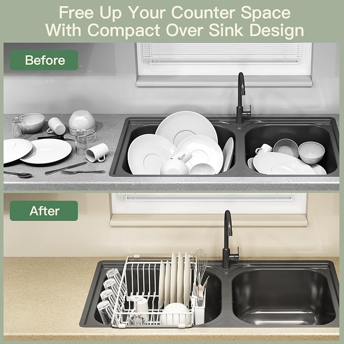 White Dish Drying Rack Over The Sink - Image 2