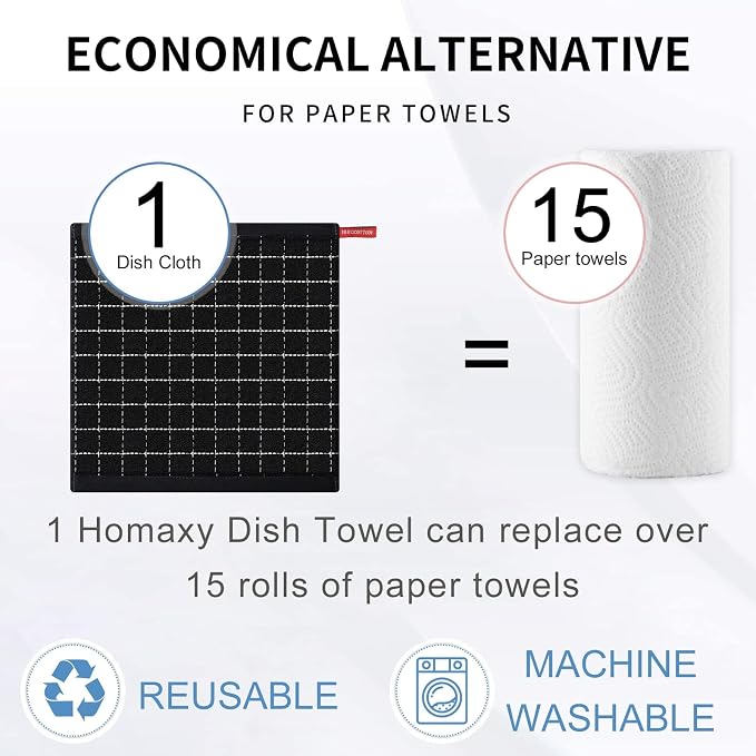 Homaxy 100% Cotton Terry Kitchen Dish Cloths, 8 Pack, Suitable - Image 7