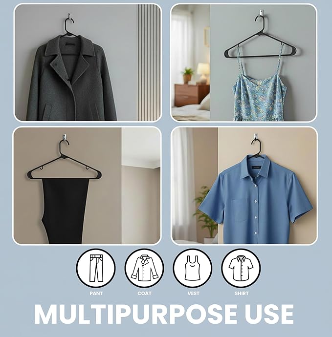 Utopia Home Plastic Hangers 50 Pack – Built-in Strap Hooks Black | Space saving - Image 4