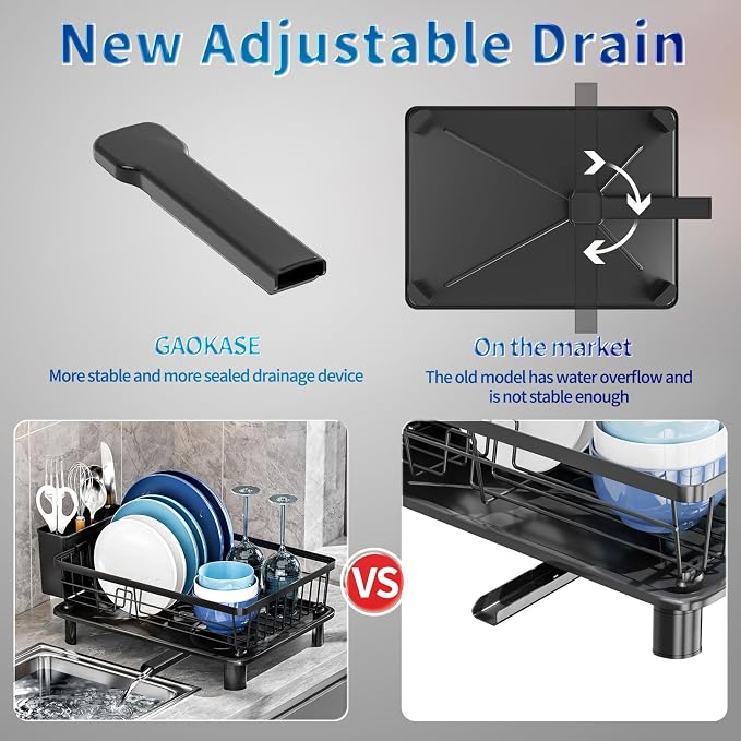GAOKASE Dish Drying Rack for Kitchen Counter, Stainless Steel, New Drain Outlet - Image 7