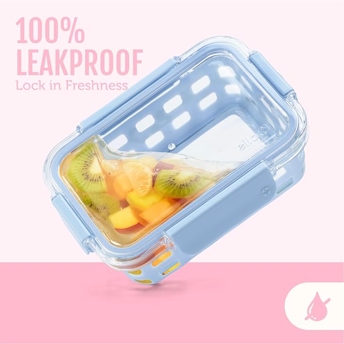 Ello Duraglass 3.4 Cup Glass Meal Prep Containers, 5 Pack, Meadow | Glass meal - Image 5