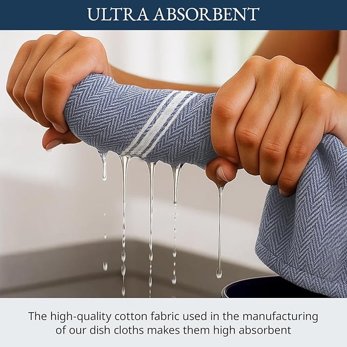 LANE LINEN Kitchen Towel Set 100% Cotton Absorbent Lint-Free 12 Pack - Image 4
