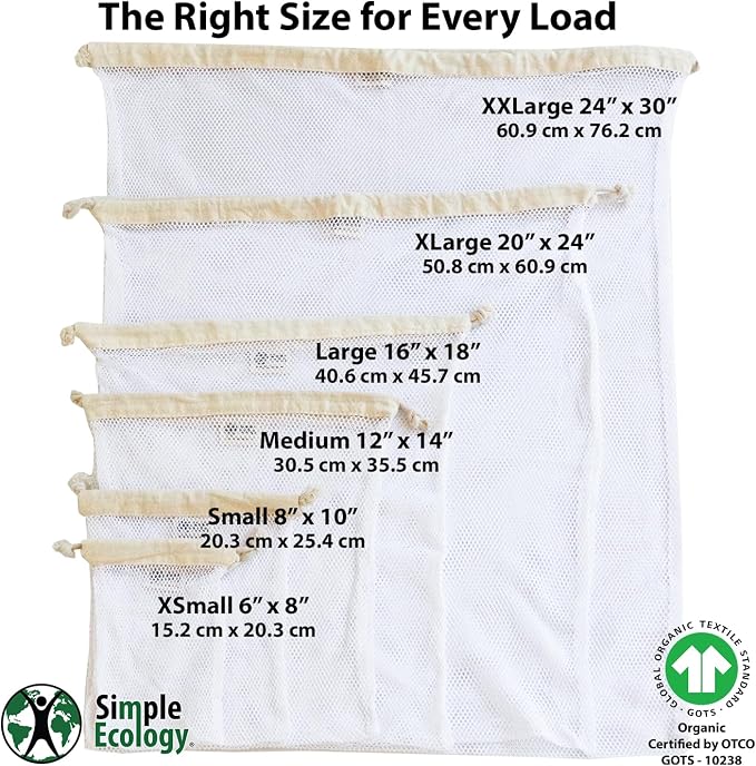 Simple Ecology Organic Cotton Mesh Laundry Bag – Small 2-Pack - Image 2