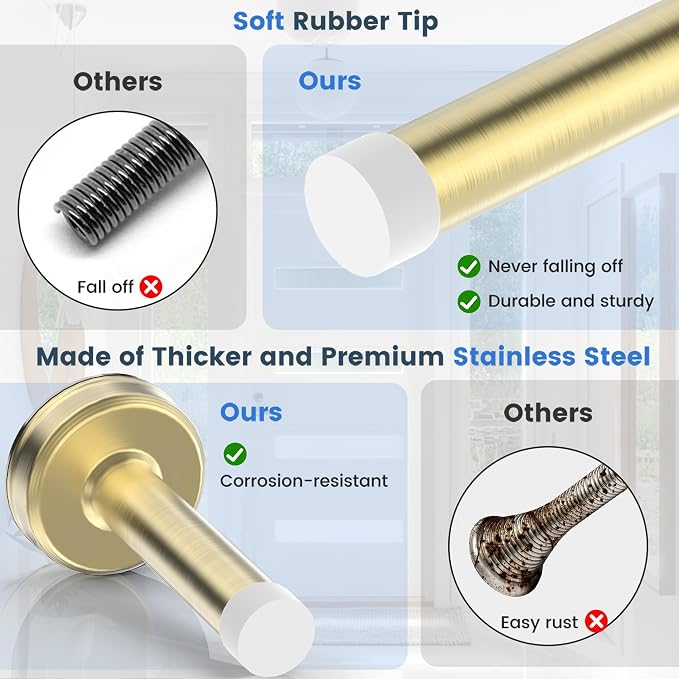 1 Pack Door Stops, Stainless Steel Door Stoppers, No Drilling Door Stops - Image 4