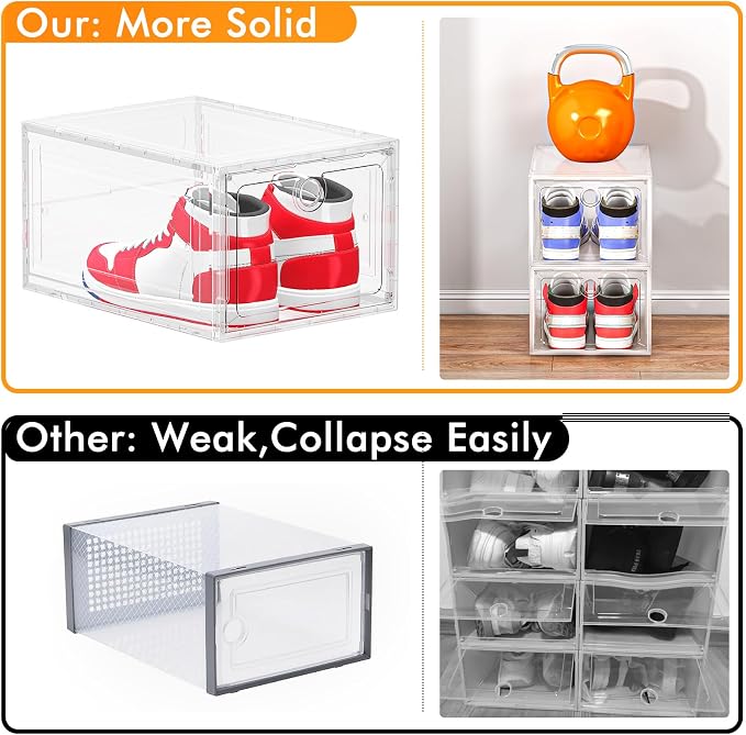 ARSTPEOE 6-Pack Clear Shoe Storage Boxes Magnetic Stackable - Image 4