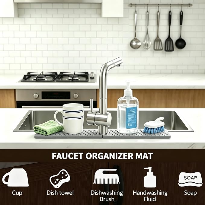 Stone Faucet Mat for Kitchen Sink, Absorbent Drying Mat | Fast Drying Sink - Image 7