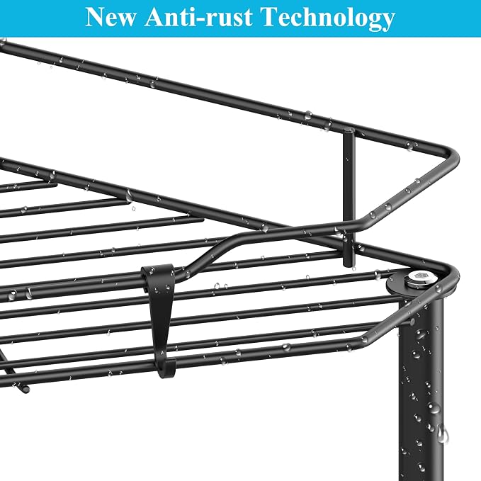 HuggieGems Metal Floor Standing Corner Shower Caddy, Matt Black, 4 Tier - Image 3