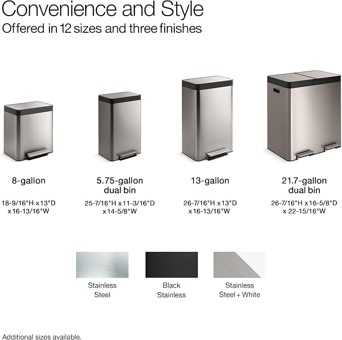 KOHLER K-20956-BST Dual Compartment Step Trash Can - Image 12