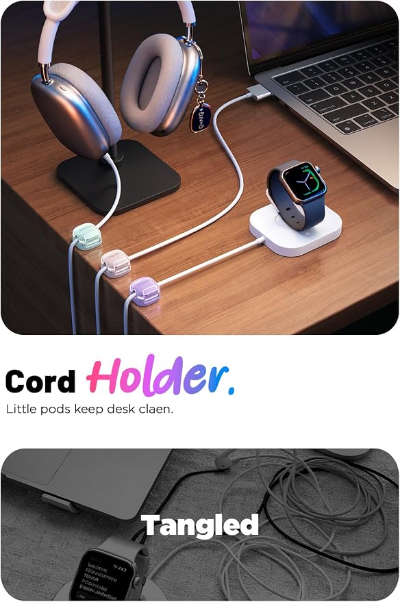 8 Pack Cable Clips, Cord Organizer, Cute Spring Cord Holder | 1s Lock, Phone - Image 2