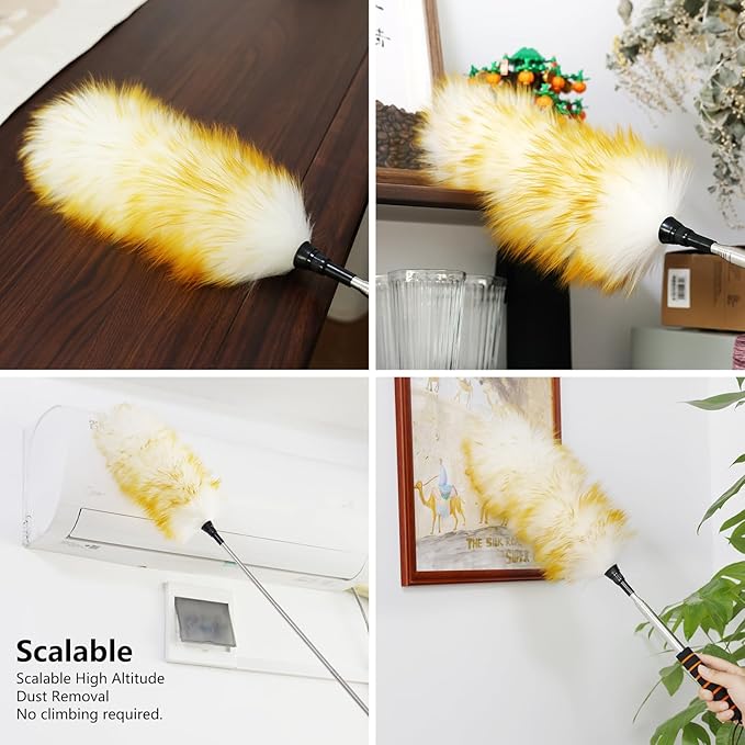 Lambswool Extendable Cleaning Duster 26-64 Inch, Anti-Static Wall Duster Cleaner - Image 6