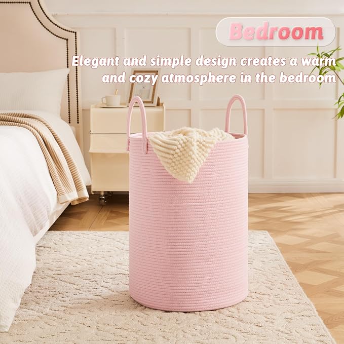 Artfeel Laundry Basket, Woven Cotton Rope Laundry Hamper, 60L - Image 3