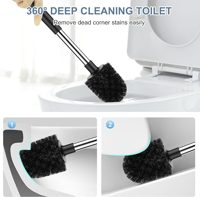 SetSail Toilet Brush and Holder, Self Closing Lid Toilet Bowl Brushes Holder - Image 6