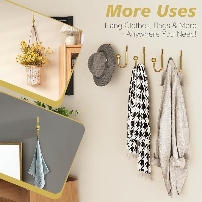 Hion Curtain Holdbacks Gold 2pcs, Curtain Tiebacks Wall Mounted Hooks | Curtain - Image 5