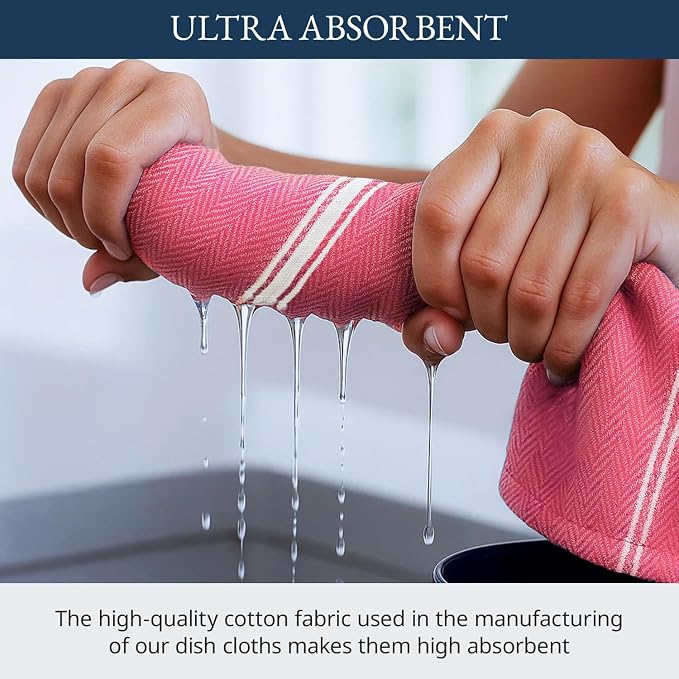 LANE LINEN Dish Drying Towels 100% Cotton Absorbent Lint-Free 6 Pack - Image 4