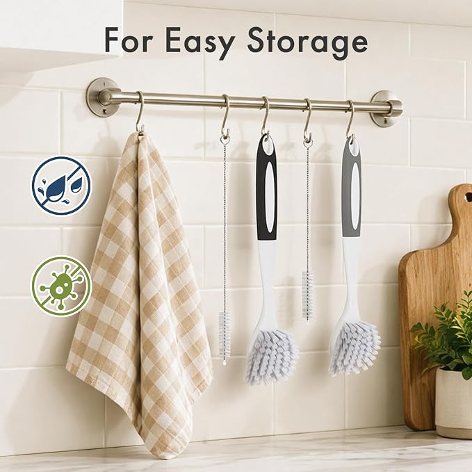 4 Pack Dish Brush with Handle, Kitchen Scrub Brushes - Image 7