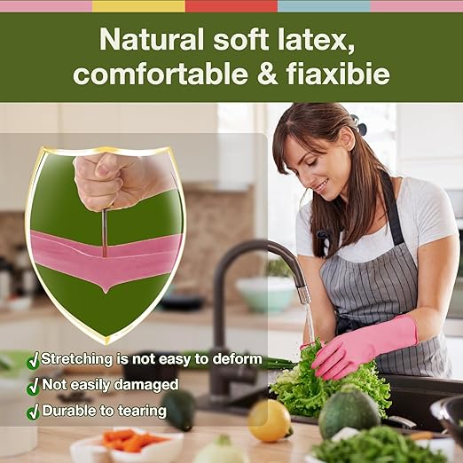 Rubber Kitchen Dishwashing Gloves 5 Pairs Cleaning Dish Gloves Small | Colorful - Image 3