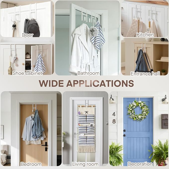 FYY 4 Packs Over The Door Hooks, Double Sided Door Hanger Hook - Image 7