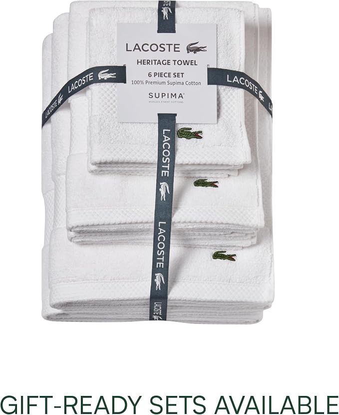 Lacoste Heritage 100% Supima Cotton Bath Towel 30" x 54", Premium Super Soft - Image 5