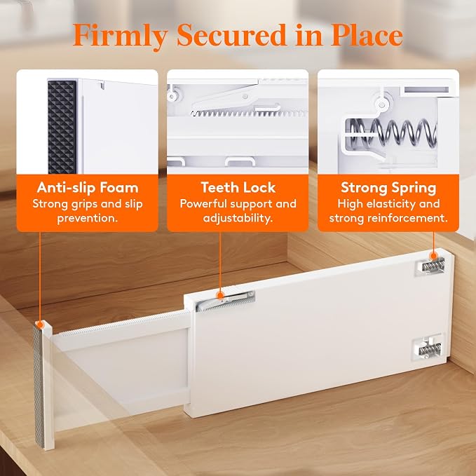 Lifewit 5" Tall Upgrade Drawer Dividers, Adjustable Deep Drawer Organizer | - Image 3