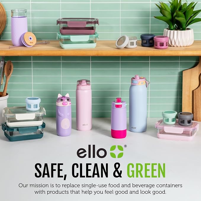 Ello Duraglass 3.4 Cup Glass Meal Prep Containers, 5 Pack, Meadow | Glass meal - Image 8