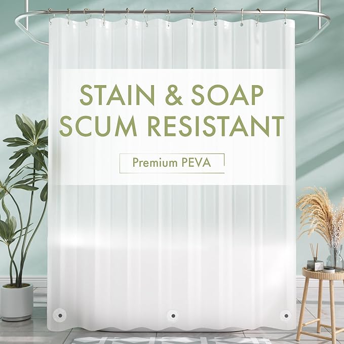 AmazerBath Shower Curtain Liner, 72x72 Plastic Frosted Shower Liner, Cute PEVA by AmazerBath
