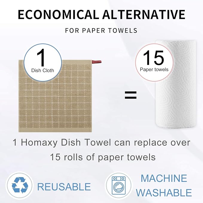 Homaxy 100% Cotton Terry Kitchen Dish Cloths, 6 Pack - Image 7