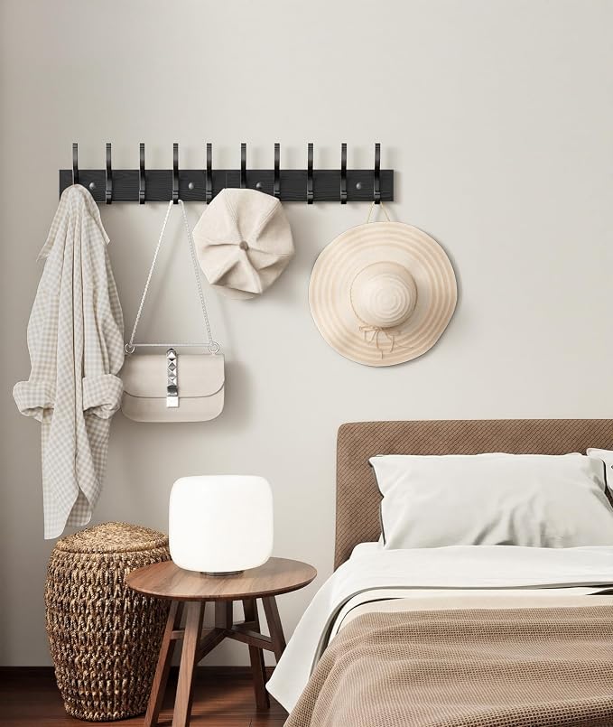 Optish 1 Pack Wooden Coat Rack Wall Mount, 16.1" Rustic Coat Hanger Hooks Wall - Image 6