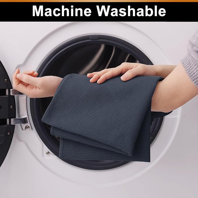 Homaxy 100% Cotton Waffle Weave Kitchen Towels, 8 Pack, Dark Grey - Image 5