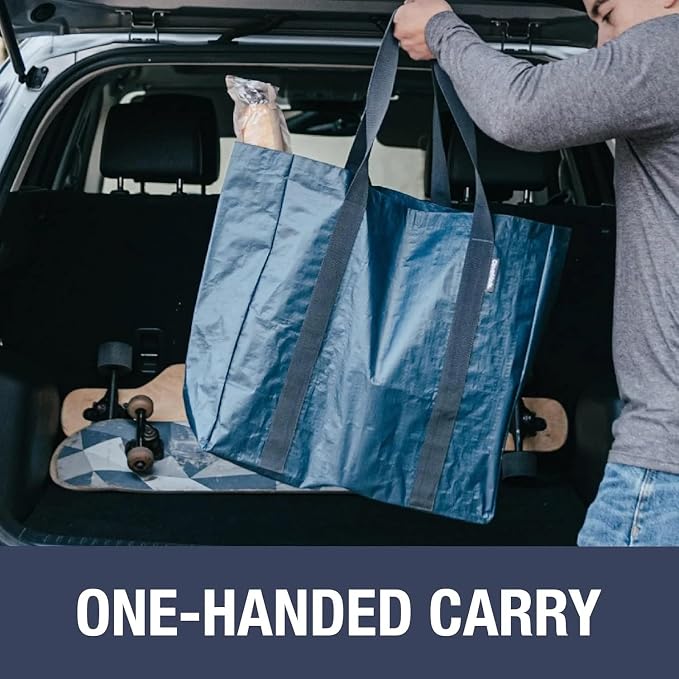 CleverMade Open-Top Storage Tote, 42L Grocery Tote, 2 Pack, Ocean | Load - Image 6